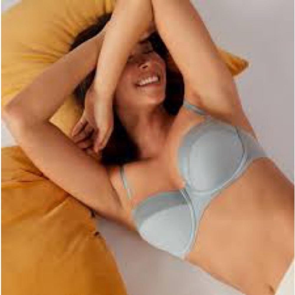 ThirdLove Matte and Shine Balconette Underwire Bra Sky Blue Sz 36F